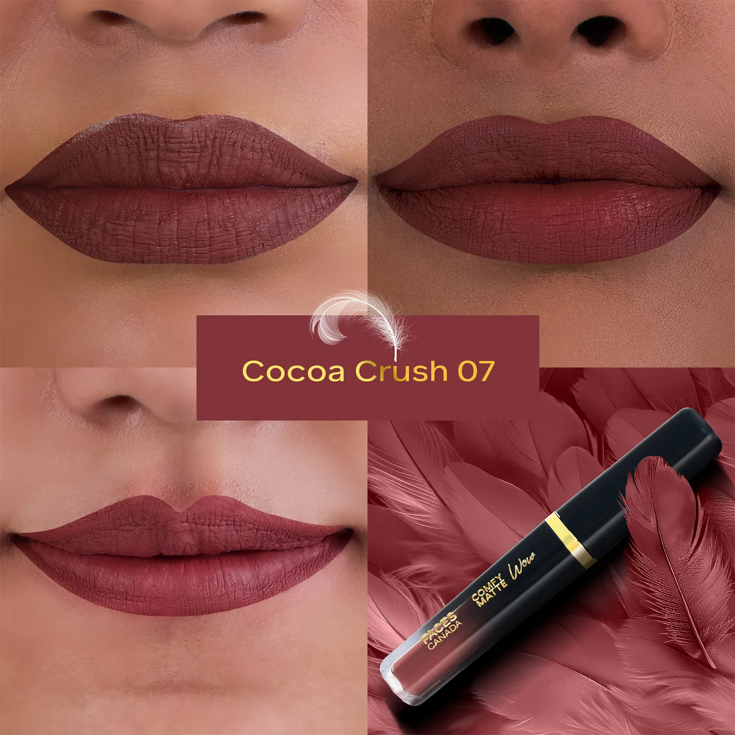 FACES CANADA Comfy Matte Wow Liquid Lipstick - Cocoa Crush 07, 3.8 ml | One Swipe Application | Highly Pigmented | Comfortable Wear | Glides Smoothly | Long Lasting | Transferproof - Image 2